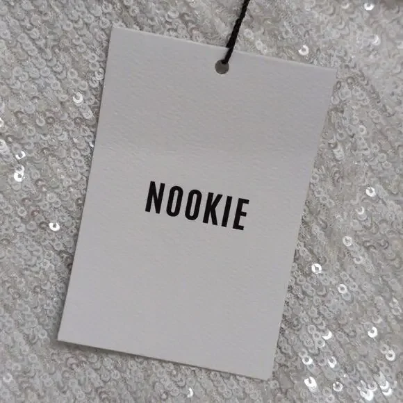Nookie Supreme Mini White Sequins Bodycon Crisscross Straps Cutout S New - Picture 11 of 13